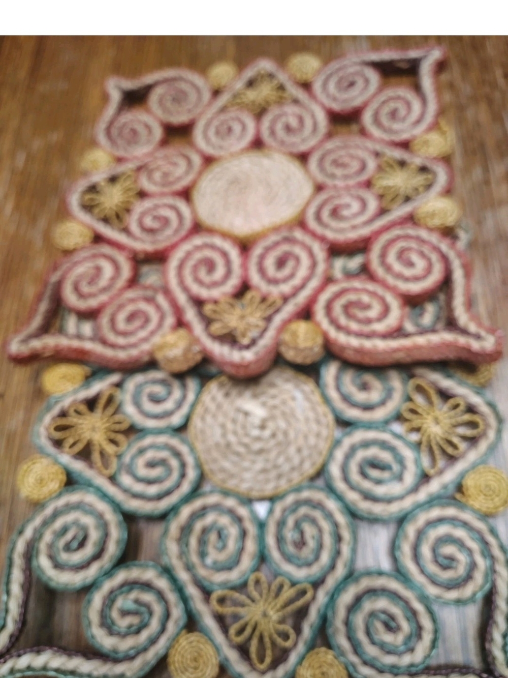 Handwoven Boho Wall Hanging in Pink, Teal, and Natural